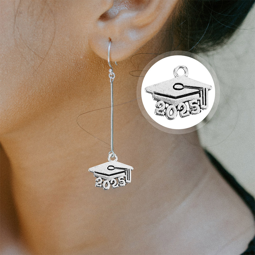 Jewelry Making Diploma - 15Pcs 2025 Graduation Cap Charms Zinc