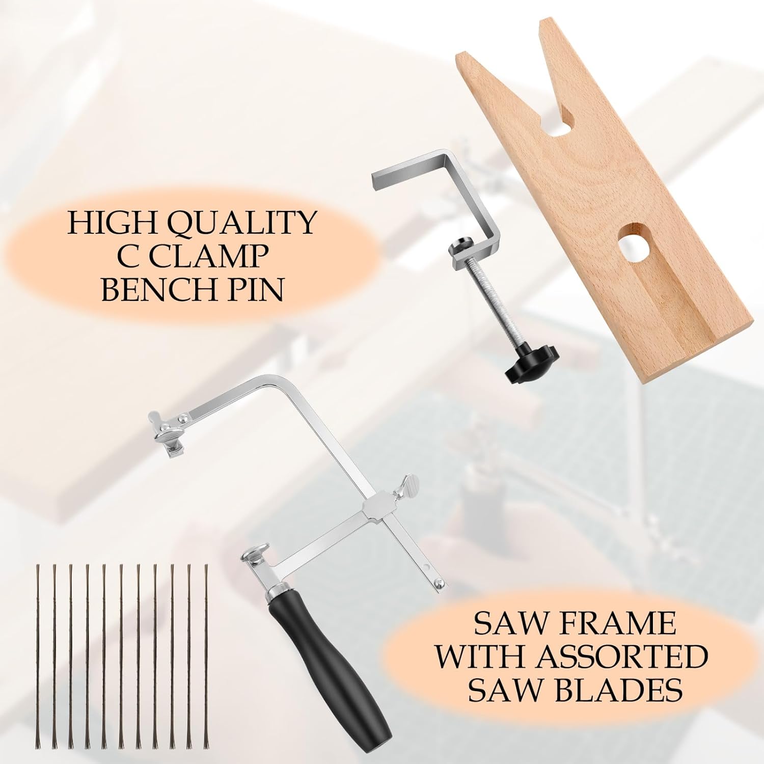 Jewelry Making Desk - 3-in-1 Adjustable Jeweler's Saw Set with12