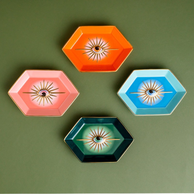 Jewelry Making Desk - Creative Colorful Hexagonal Eye Tray Ceramic