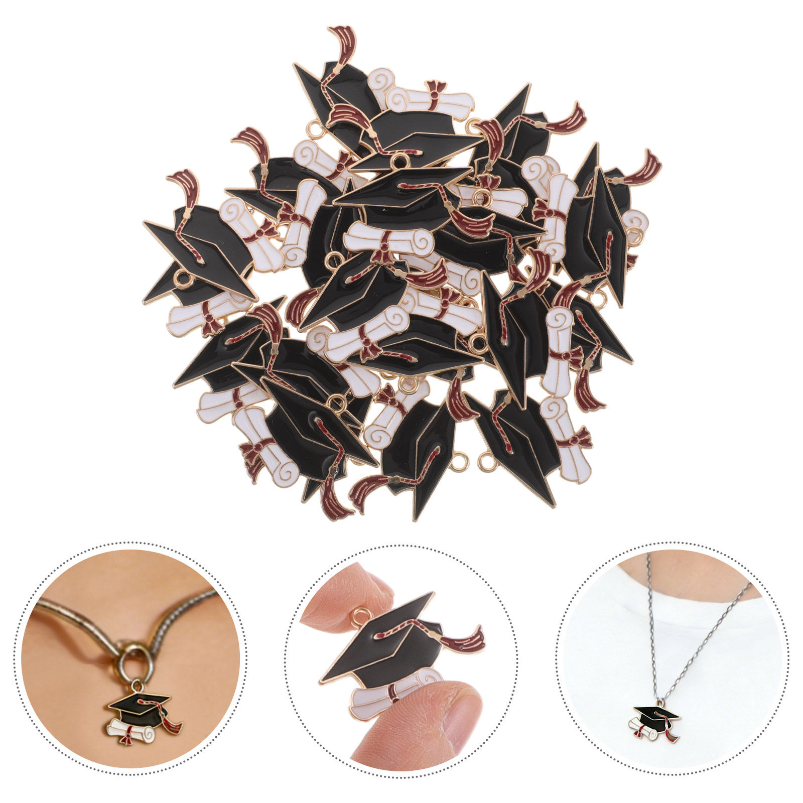 Jewelry Making Diploma - 50Pcs Graduation Cap Pendants Bulk Alloy