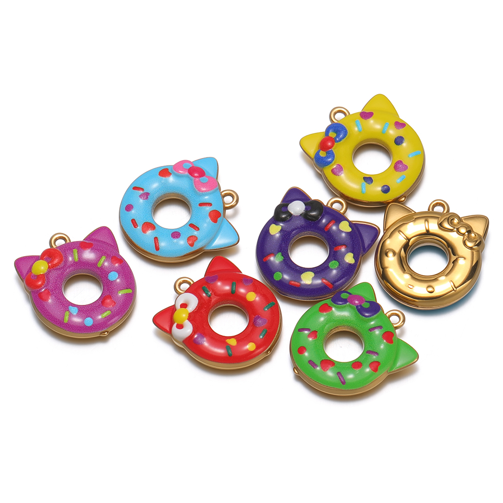 Jewelry Making 4 Year Old - 4Pcs Stainless Steel Donut Cute Cat