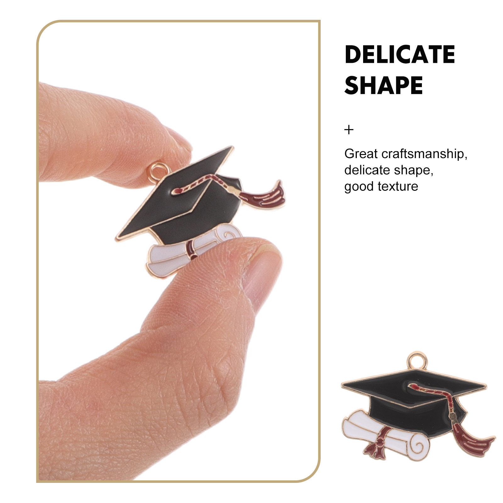 50Pcs Grad Cap Charms Alloy Gr - Jewelry Making Diploma 评论和价格