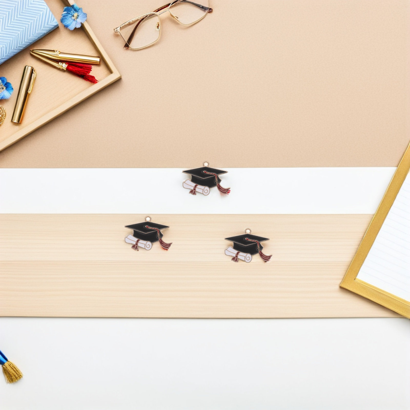 50Pcs Grad Cap Charms Alloy Gr - Jewelry Making Diploma 评论和价格