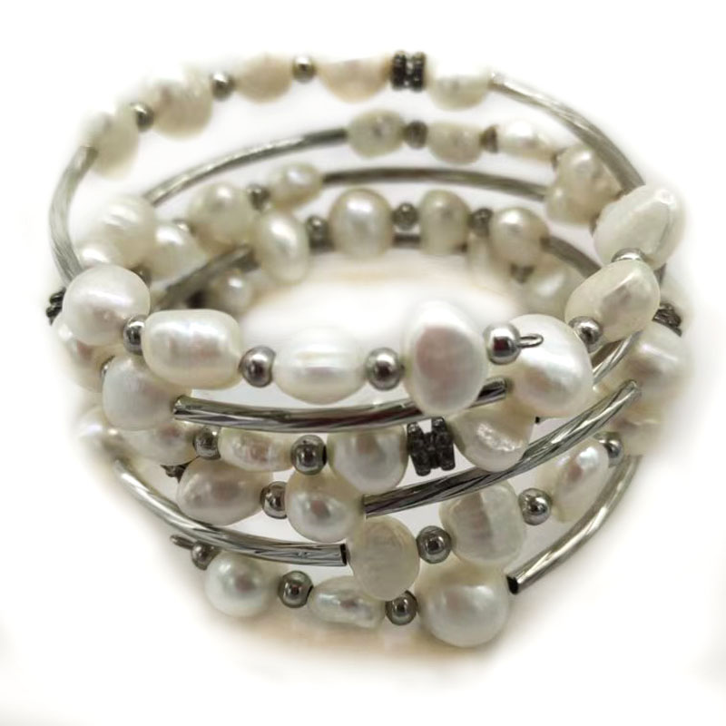 33 inches 7-8mm Purple Natural - Memory Wire Bracelet 评论和价格