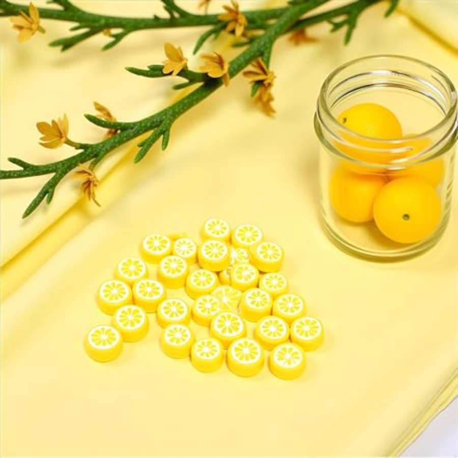 200Pcs Yellow Lemon Polymer Cl - Jewelry Making Necklaces 评论和价格