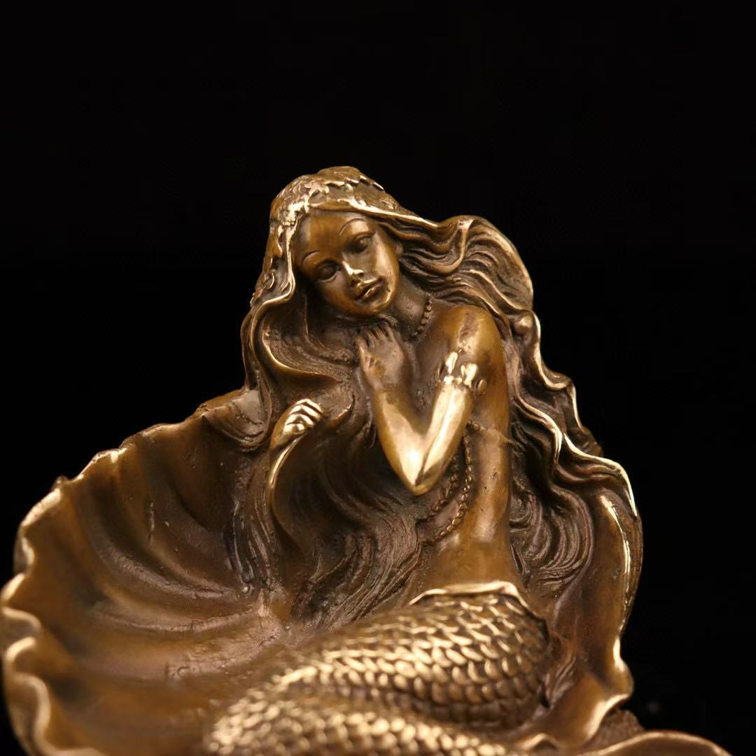 Antique Brass Mermaid Statue S - Jewelry Making Desk 评论和价格