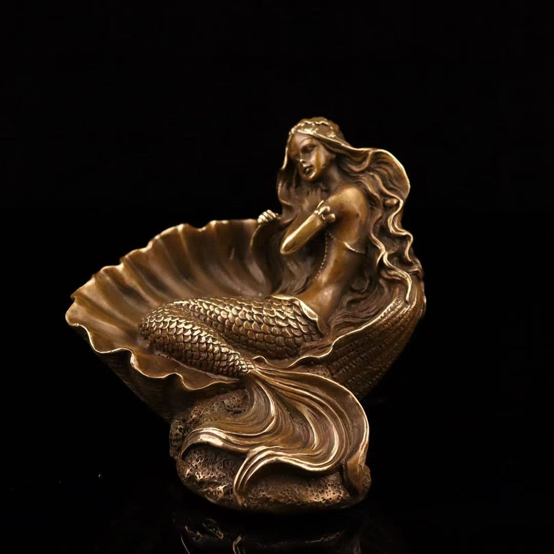 Antique Brass Mermaid Statue S - Jewelry Making Desk 评论和价格