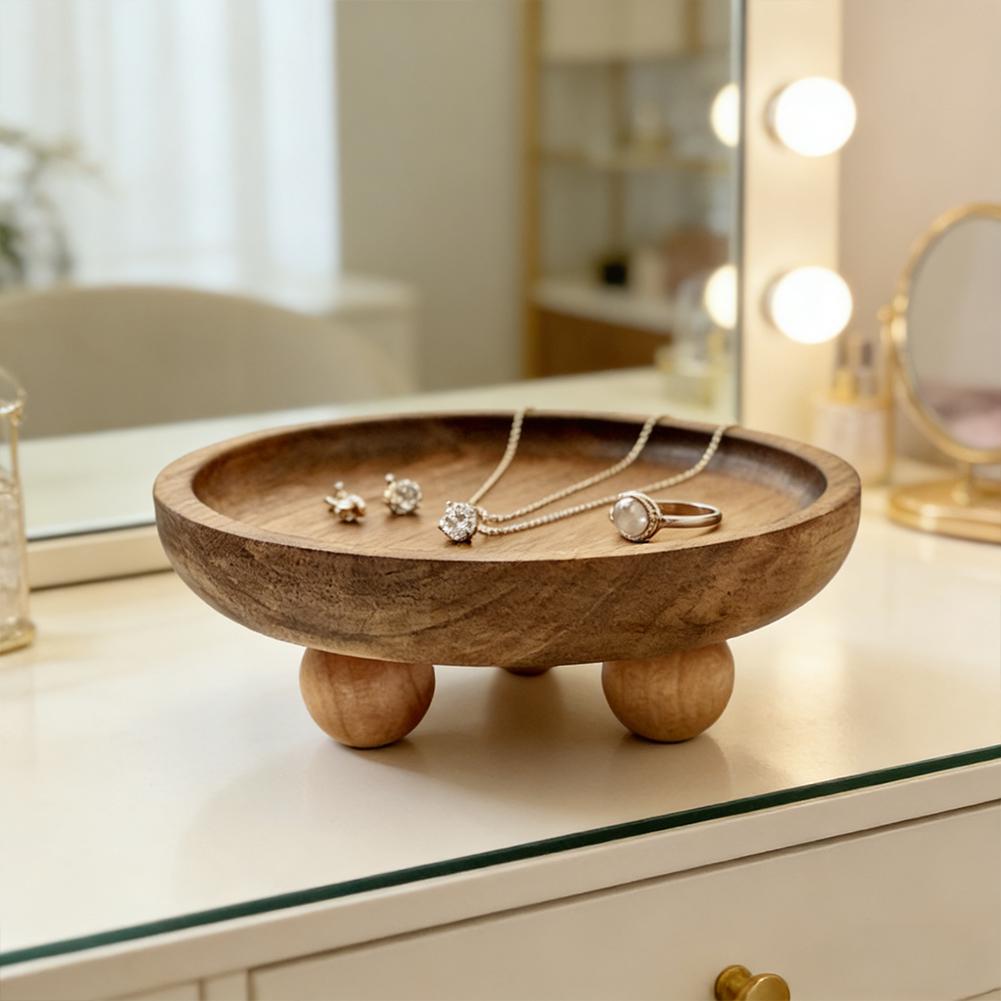 Round Solid Wood Tray Key Jewe - Jewelry Making Desk 评论和价格