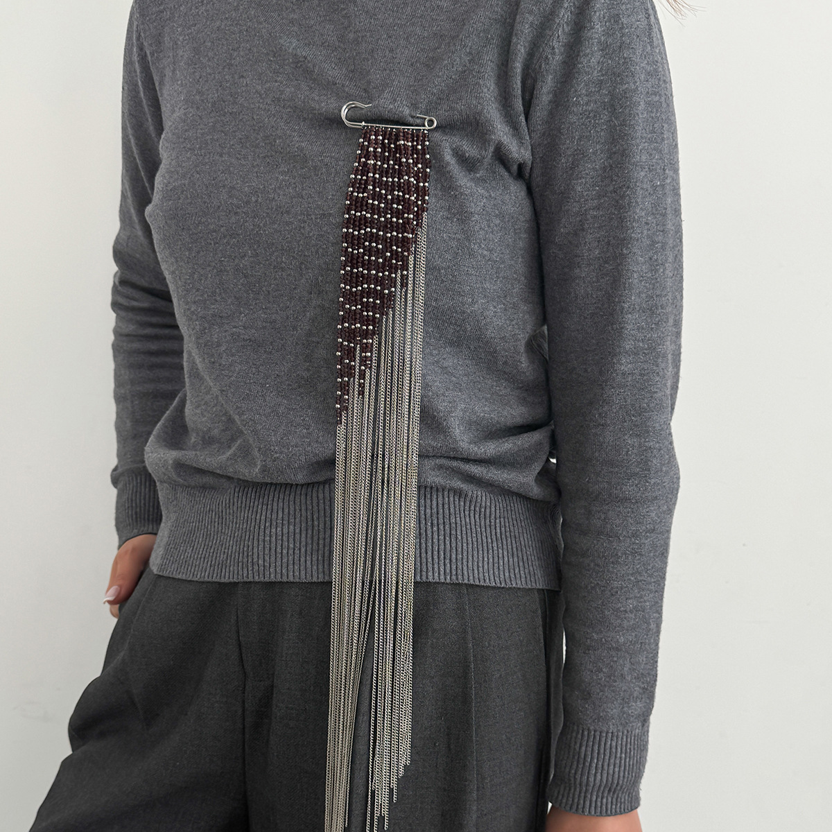Silver Color Tassel Chain Broo - Jewelry Making Accessories 评论和价格