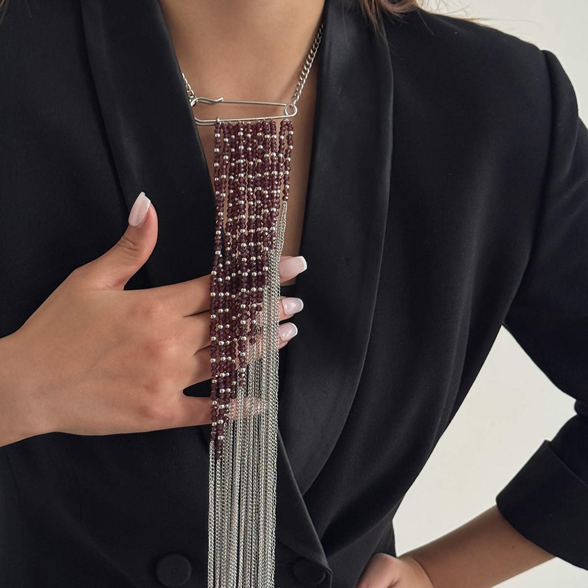 Silver Color Tassel Chain Broo - Jewelry Making Accessories 评论和价格