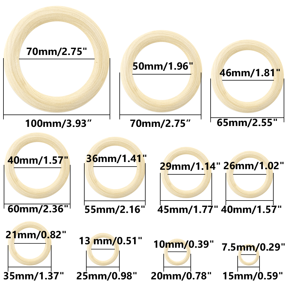 11 Sizes Natural Wood Teething - Jewelry Making 4 Year Old 评论和价格