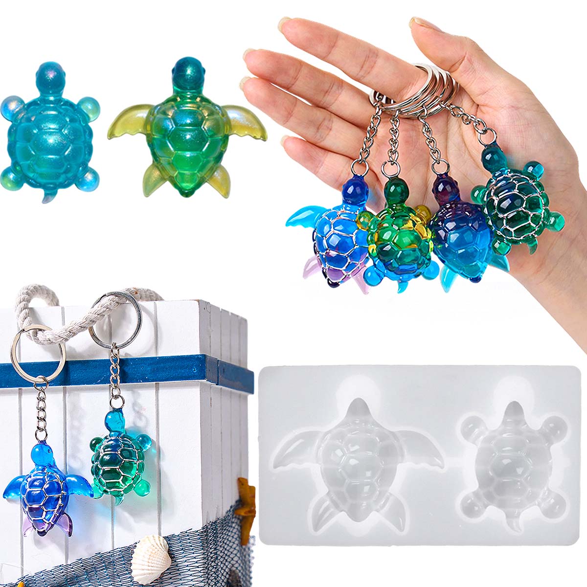 3D Sea Turtle Keychain Silicon - Jewelry Making Uv Resin Kit 评论和价格