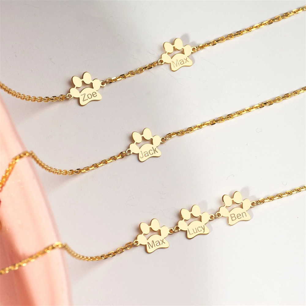 Pet Name Jewelry Dog Paw Print - Memory Wire Bracelet 评论和价格
