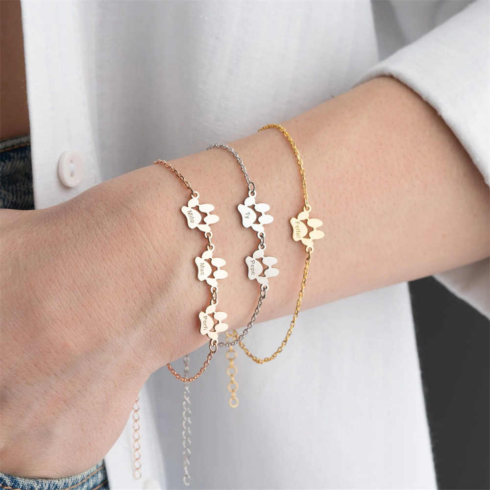 Pet Name Jewelry Dog Paw Print - Memory Wire Bracelet 评论和价格