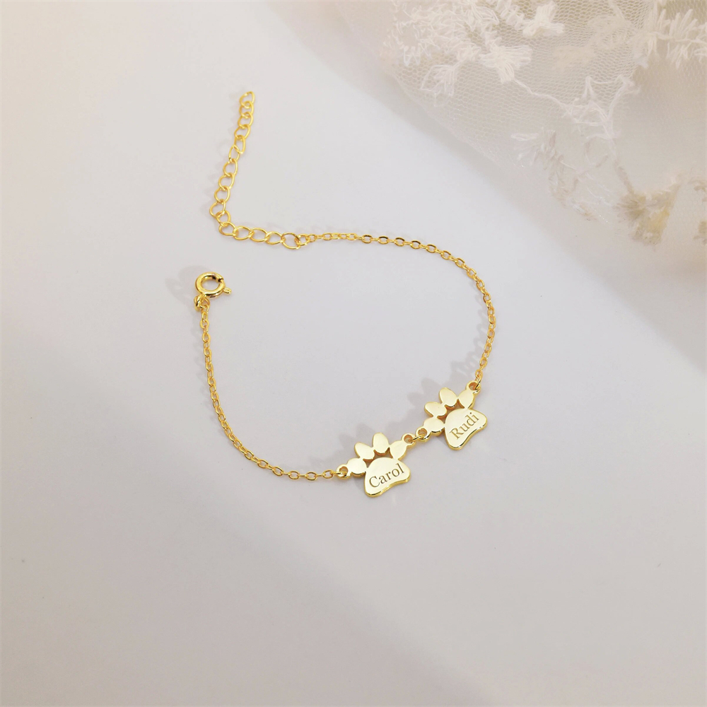 Pet Name Jewelry Dog Paw Print - Memory Wire Bracelet 评论和价格
