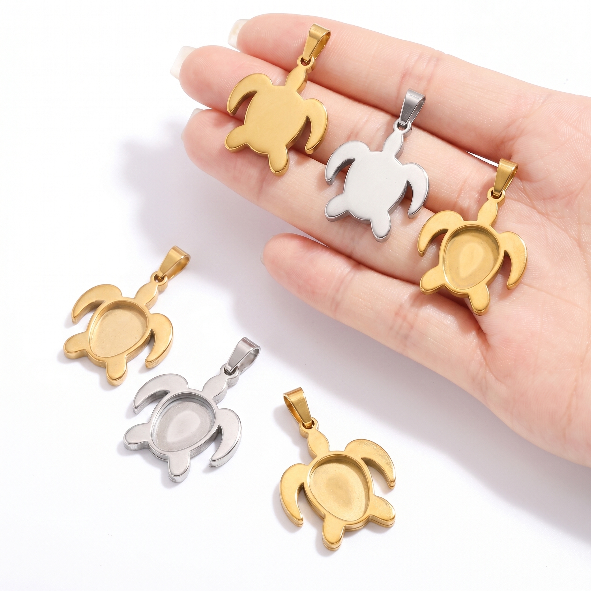 5pcs Stainless Steel Turtle Pe - Jewelry Making Tray 评论和价格